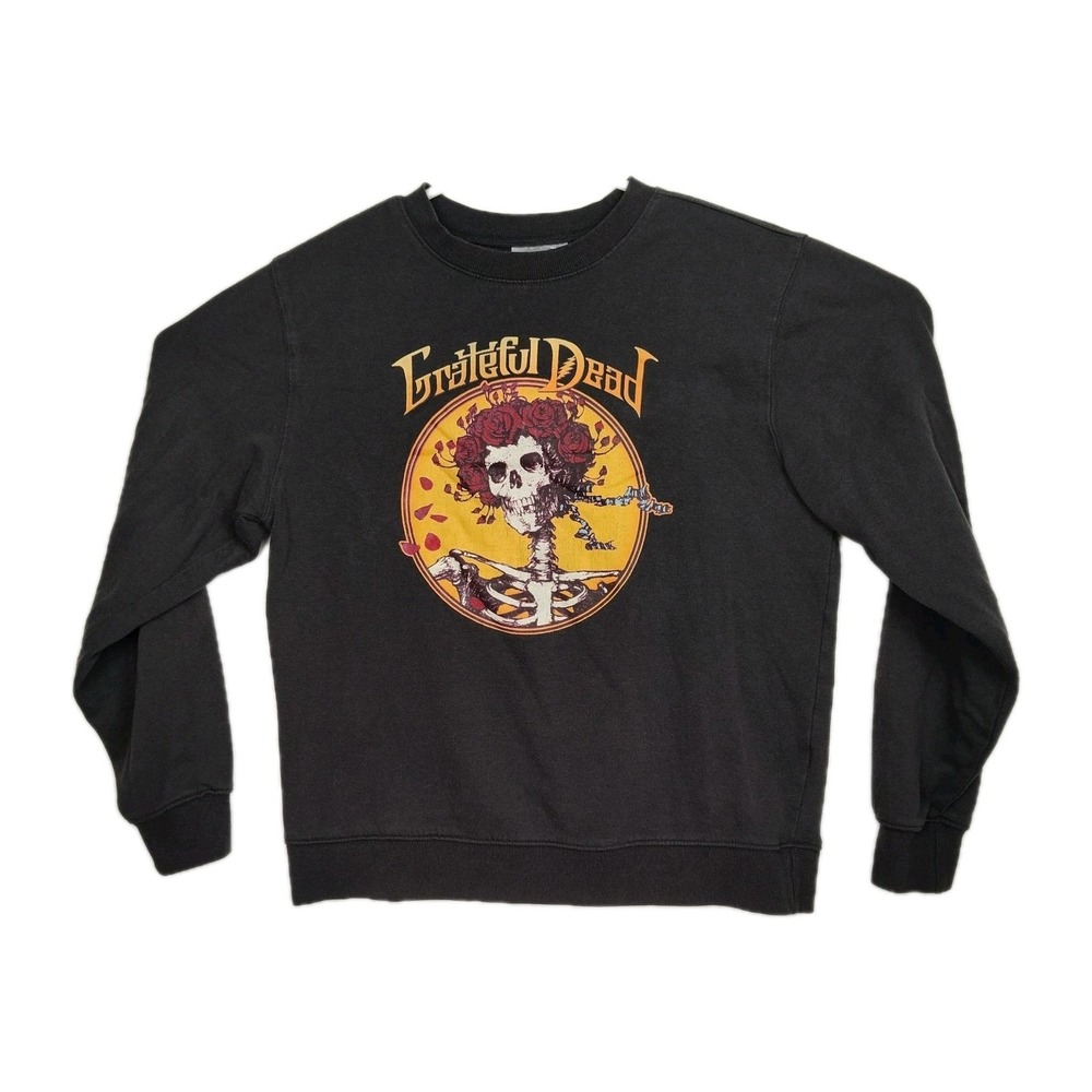 Grateful Dead Bertha Skeleton Sweatshirt Men's M Gray Graphic Print Crew Neck